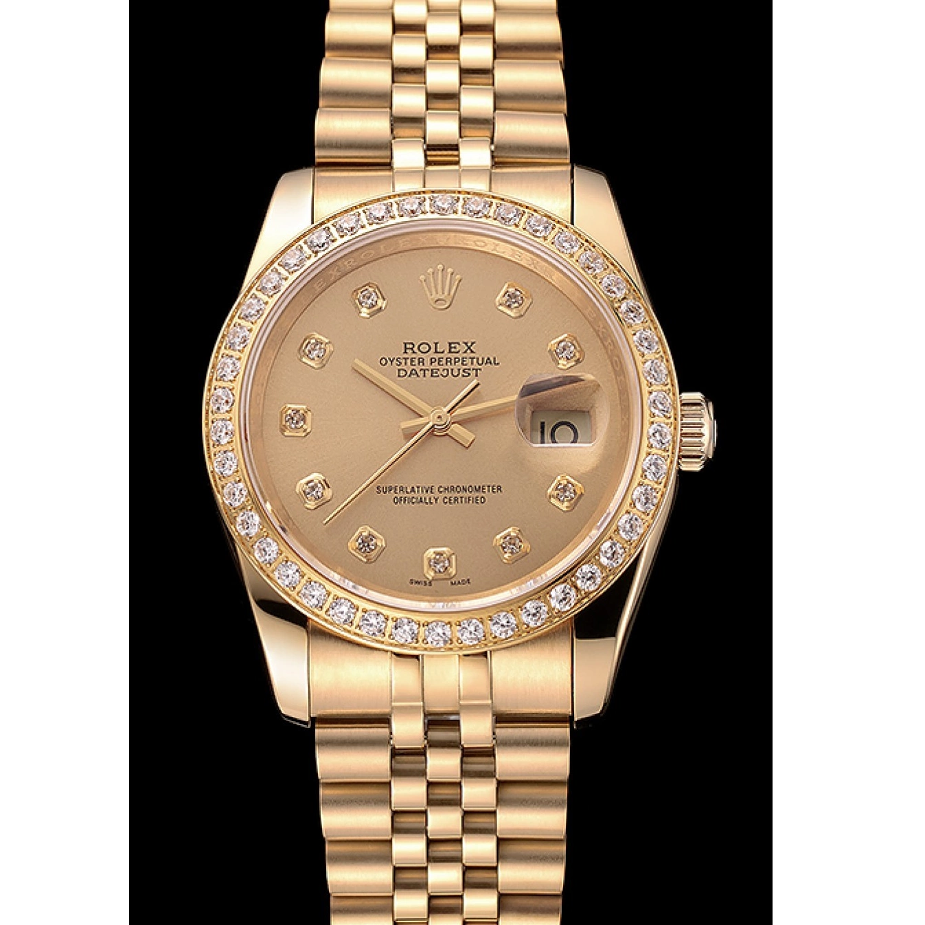 Rolex copies cheap Bracelet Gold Champagne Diamond Swiss Datejust Rolex Dial Jubilee Bezel 1454098 0730